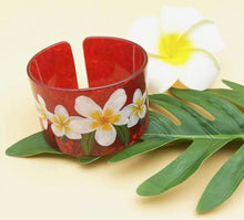 Load image into Gallery viewer, Red Plumeria Open Cuff Bangle
