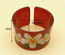 Load image into Gallery viewer, Red Plumeria Open Cuff Bangle
