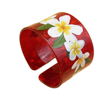 Load image into Gallery viewer, Red Plumeria Open Cuff Bangle
