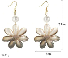 Load image into Gallery viewer, White Pearl Tiare Shell Earrings

