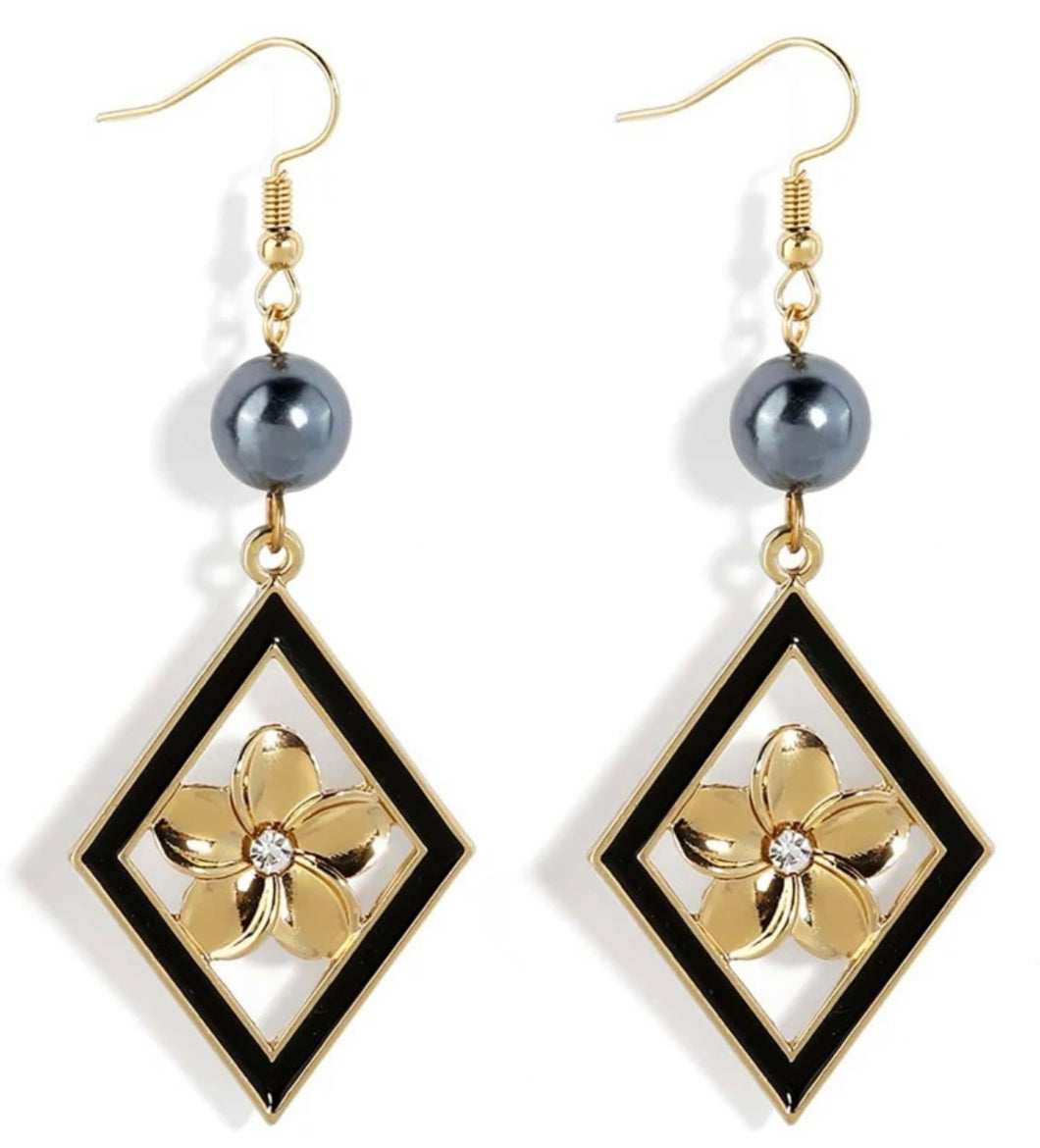 Pearl Plumeria Earrings