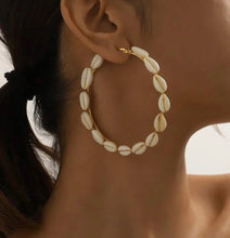 Load image into Gallery viewer, Cowry Shell Hoop Earrings
