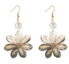 Load image into Gallery viewer, White Pearl Tiare Shell Earrings
