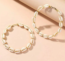 Load image into Gallery viewer, Cowry Shell Hoop Earrings
