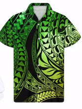 Load image into Gallery viewer, Green Tribal Aloha Shirt
