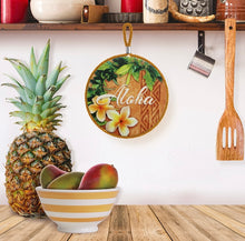 Load image into Gallery viewer, Aloha Plumeria Ceramic Trivet
