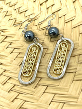 Load image into Gallery viewer, Gold Vine with Silver Border Earrings
