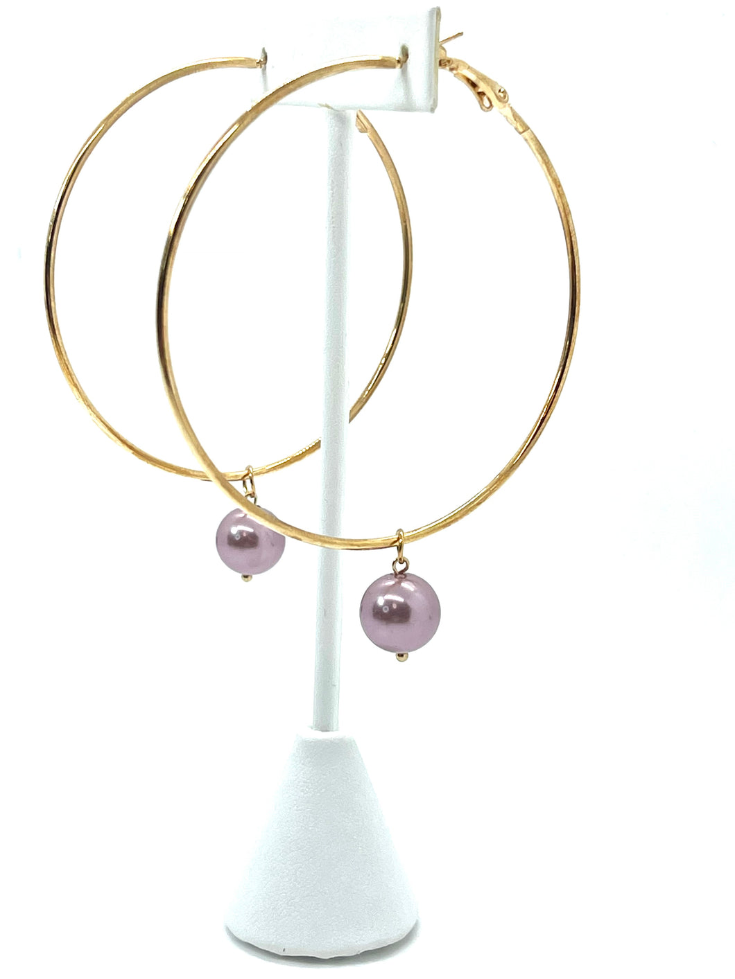 Hoop Earrings with Lavender Pearl