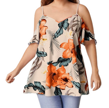 Load image into Gallery viewer, Hibiscus Cold Shoulder Blouse

