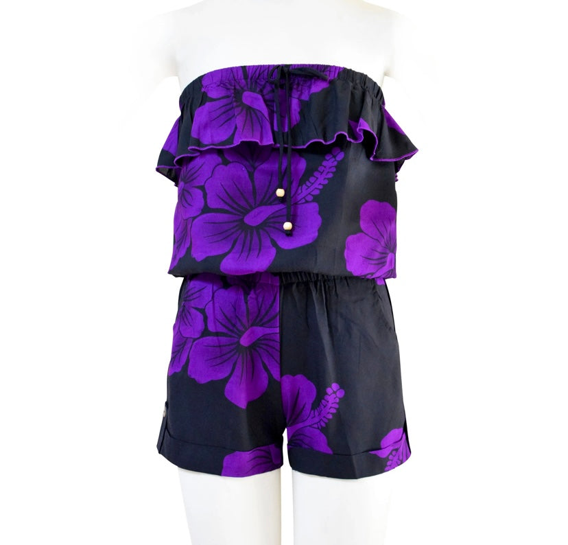 Hibiscus Strapless Shorts Romper
