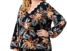 Load image into Gallery viewer, Palm Leaf Lace Long Sleeve Blouse
