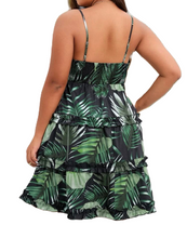 Load image into Gallery viewer, Tropical Palm Ruffle Dress
