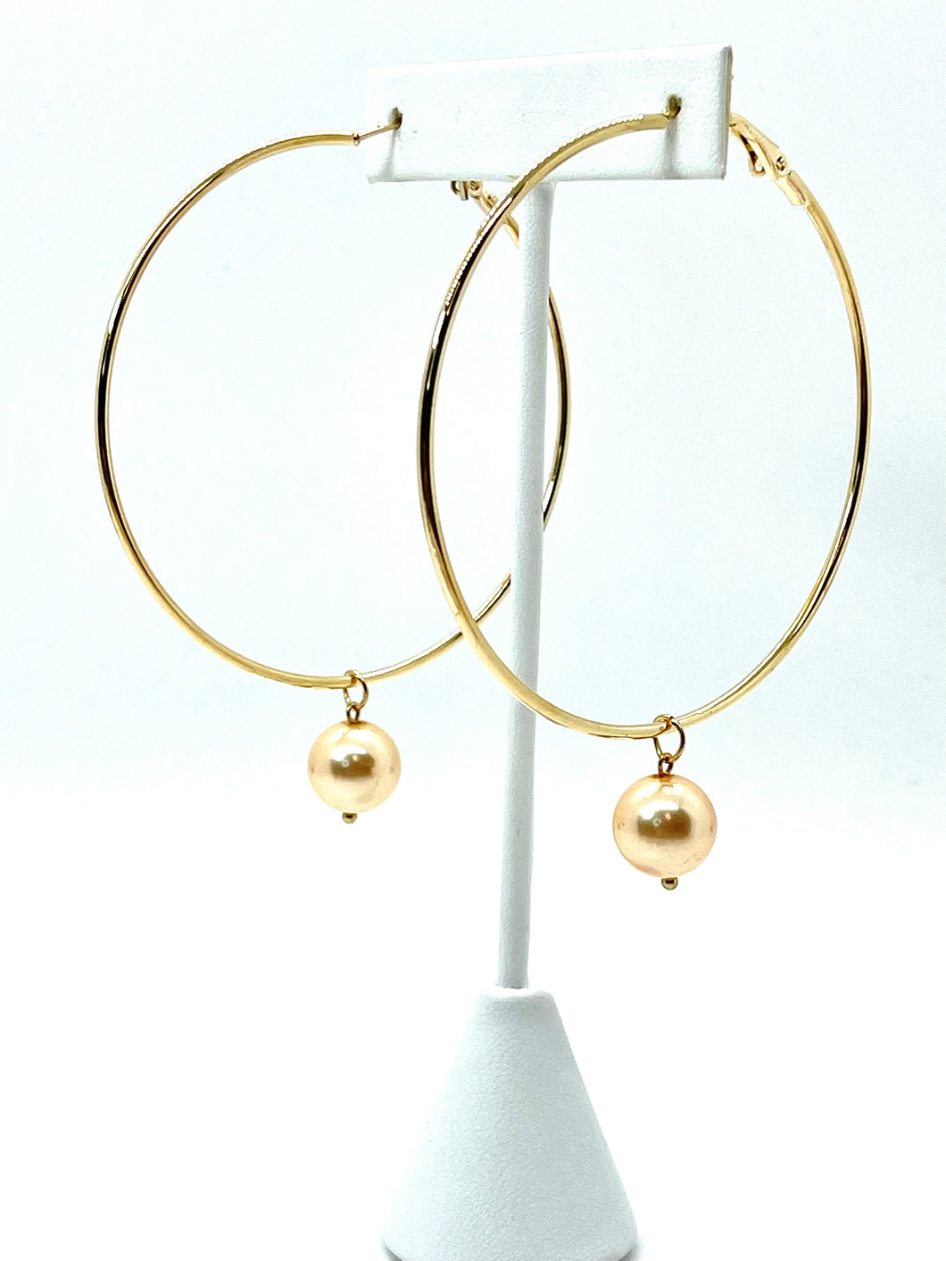 Hoop Earrings with Champagne Pearl