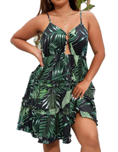 Load image into Gallery viewer, Tropical Palm Ruffle Dress
